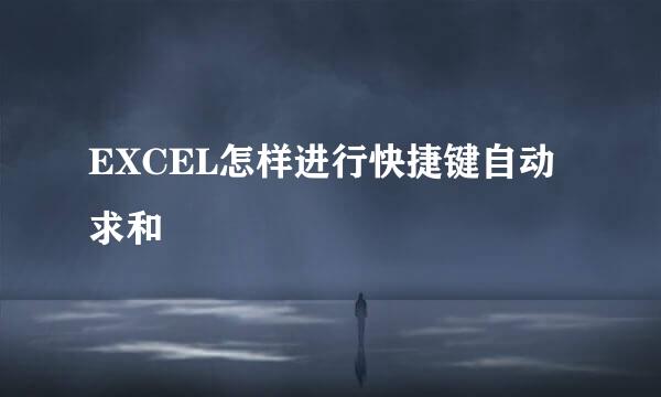 EXCEL怎样进行快捷键自动求和