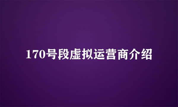 170号段虚拟运营商介绍
