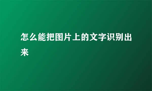 怎么能把图片上的文字识别出来