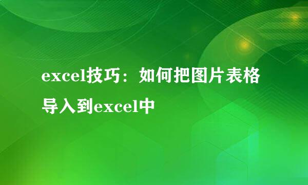 excel技巧：如何把图片表格导入到excel中