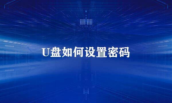 U盘如何设置密码