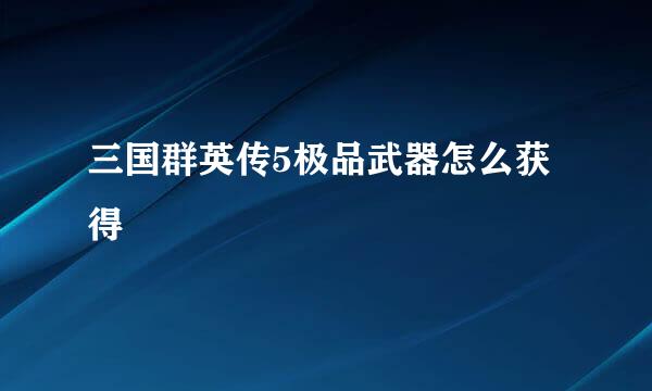 三国群英传5极品武器怎么获得