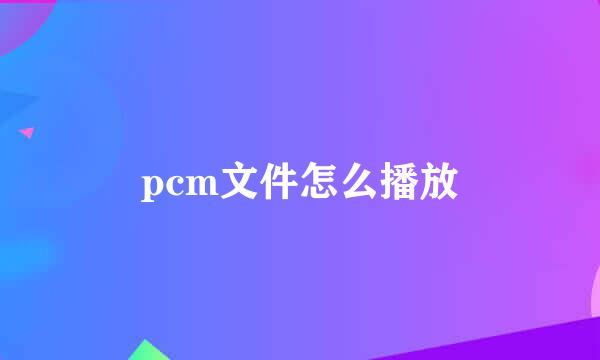 pcm文件怎么播放