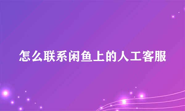 怎么联系闲鱼上的人工客服