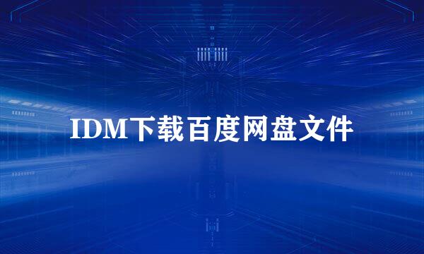 IDM下载百度网盘文件