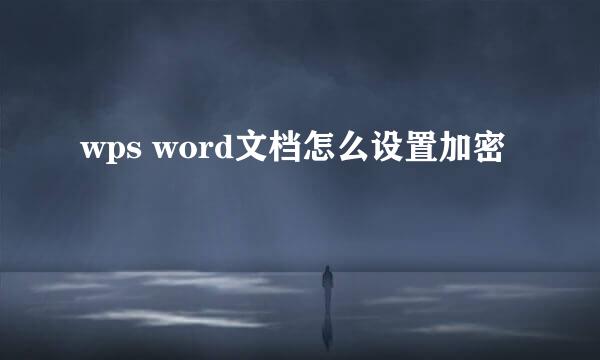 wps word文档怎么设置加密