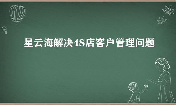 星云海解决4S店客户管理问题