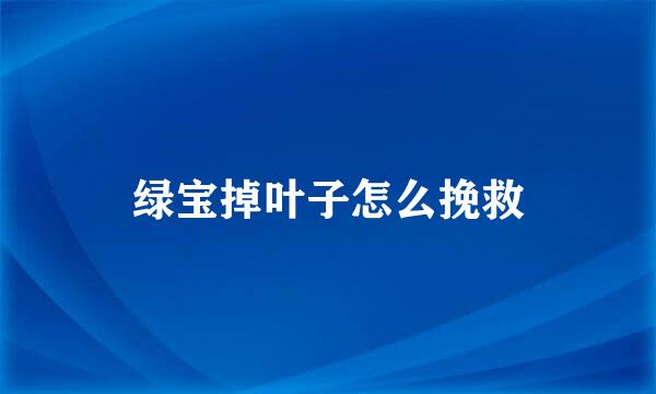 绿宝掉叶子怎么挽救