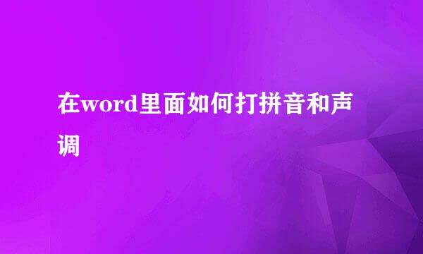 在word里面如何打拼音和声调