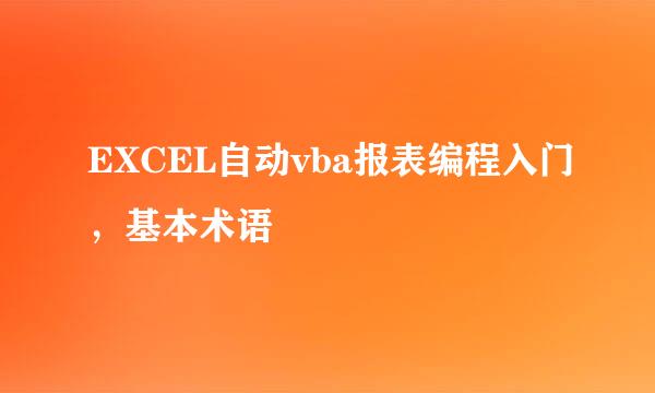 EXCEL自动vba报表编程入门，基本术语