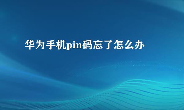 华为手机pin码忘了怎么办