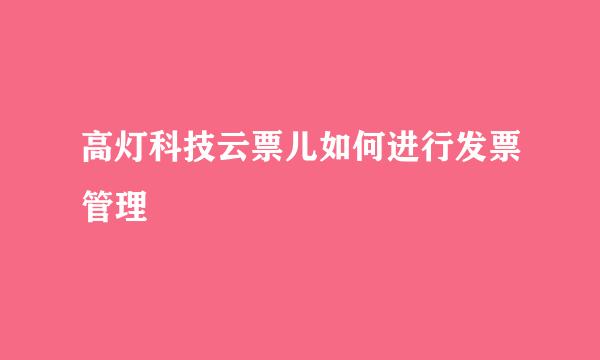 高灯科技云票儿如何进行发票管理