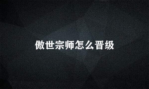 傲世宗师怎么晋级