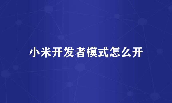 小米开发者模式怎么开