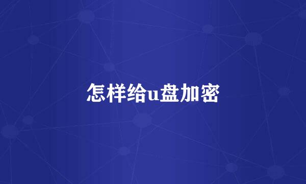 怎样给u盘加密