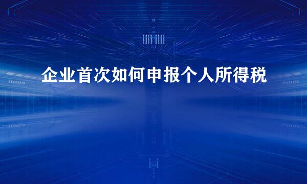 企业首次如何申报个人所得税
