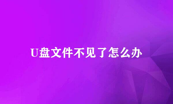 U盘文件不见了怎么办