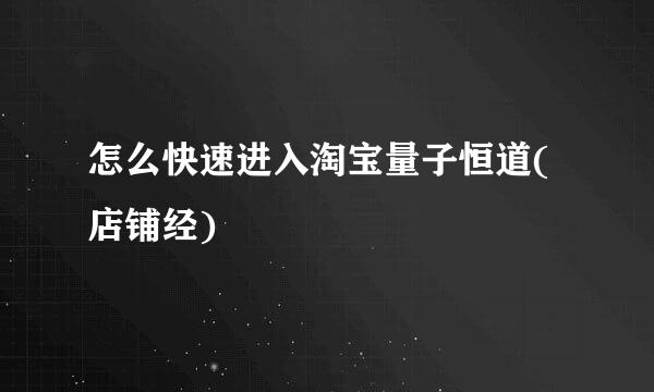 怎么快速进入淘宝量子恒道(店铺经)