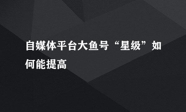 自媒体平台大鱼号“星级”如何能提高