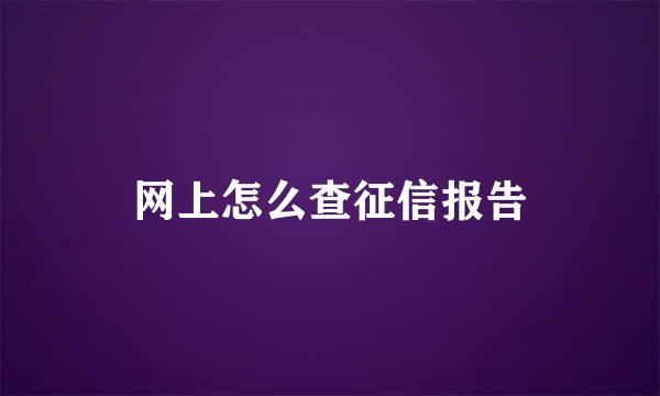 网上怎么查征信报告