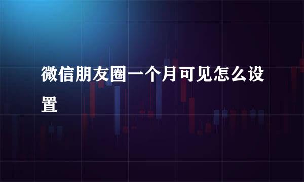 微信朋友圈一个月可见怎么设置
