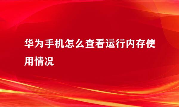 华为手机怎么查看运行内存使用情况