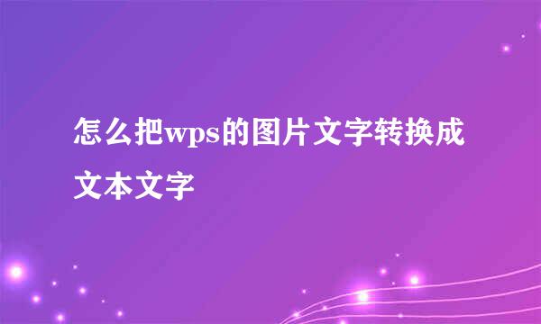 怎么把wps的图片文字转换成文本文字