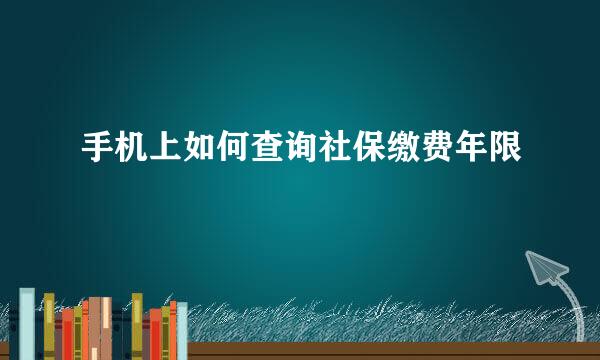 手机上如何查询社保缴费年限