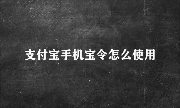 支付宝手机宝令怎么使用