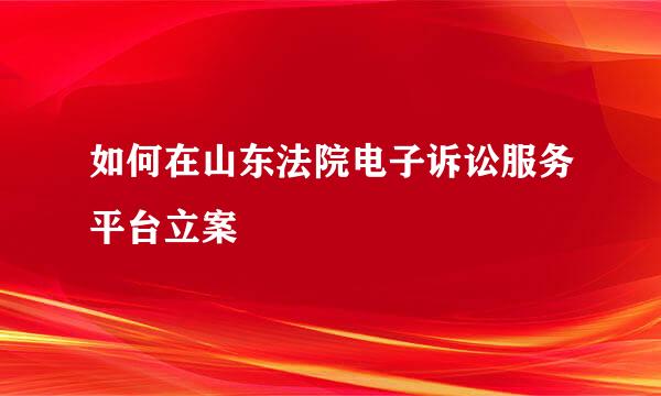如何在山东法院电子诉讼服务平台立案