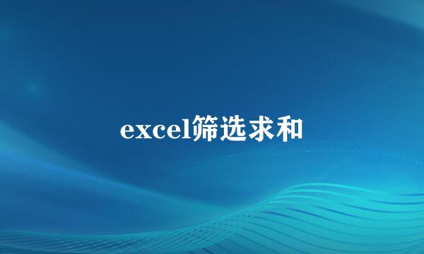 excel筛选求和