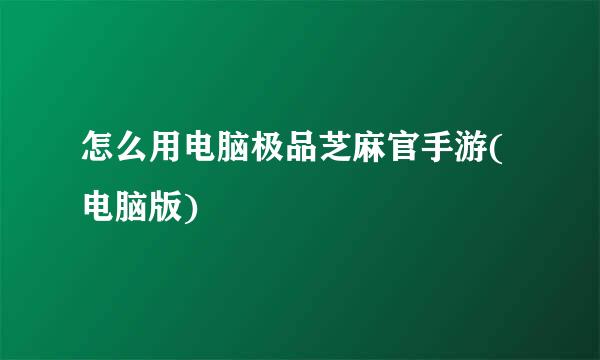 怎么用电脑极品芝麻官手游(电脑版)