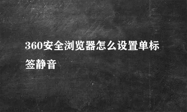 360安全浏览器怎么设置单标签静音