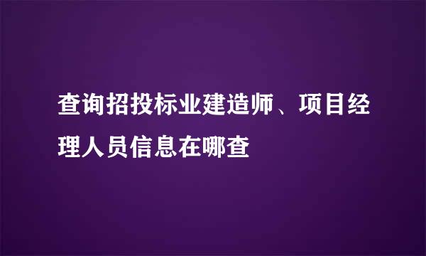 查询招投标业建造师、项目经理人员信息在哪查