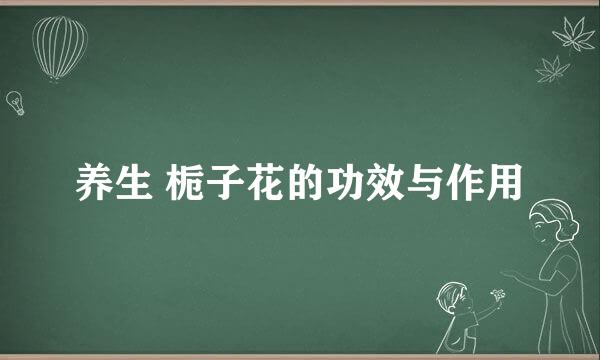养生 栀子花的功效与作用