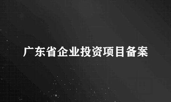 广东省企业投资项目备案