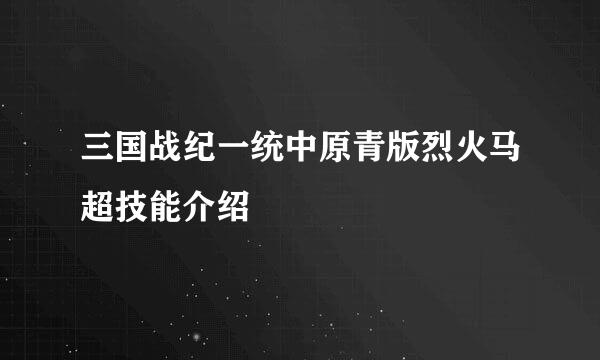 三国战纪一统中原青版烈火马超技能介绍