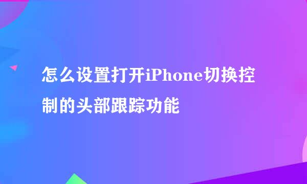 怎么设置打开iPhone切换控制的头部跟踪功能