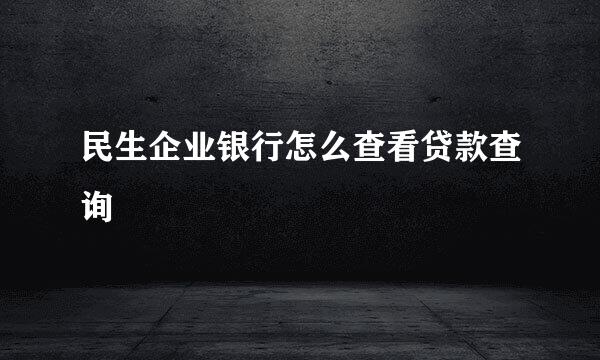 民生企业银行怎么查看贷款查询