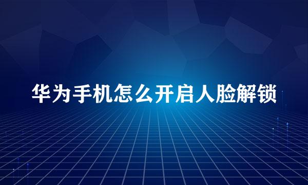 华为手机怎么开启人脸解锁
