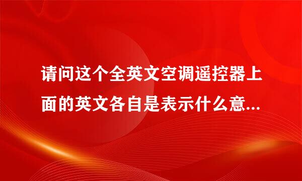 请问这个全英文空调遥控器上面的英文各自是表示什么意思？求教，谢谢！