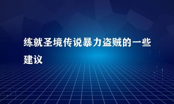 练就圣境传说暴力盗贼的一些建议