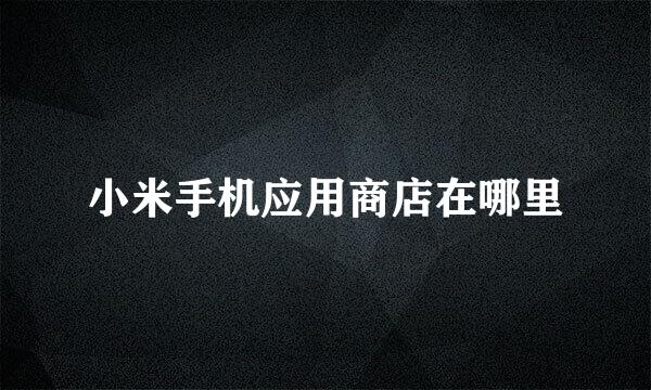 小米手机应用商店在哪里
