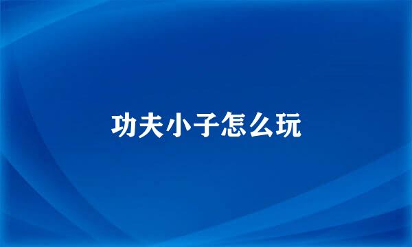 功夫小子怎么玩
