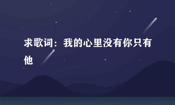 求歌词：我的心里没有你只有他