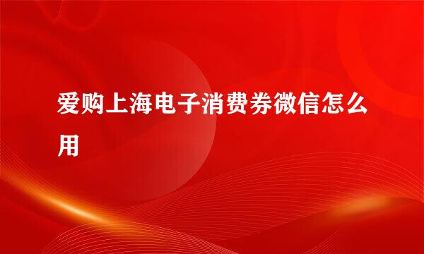 爱购上海电子消费券微信怎么用