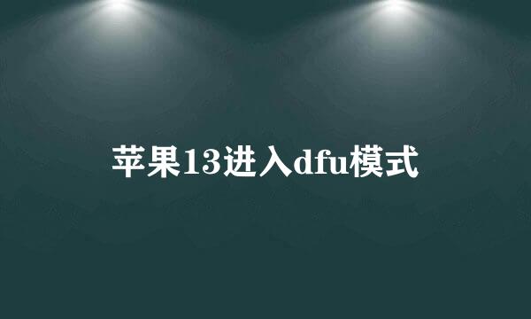 苹果13进入dfu模式