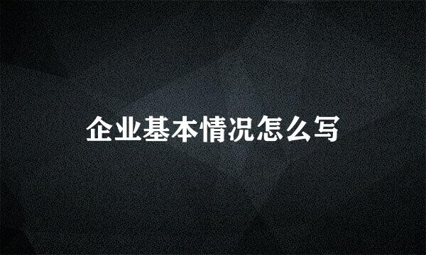 企业基本情况怎么写