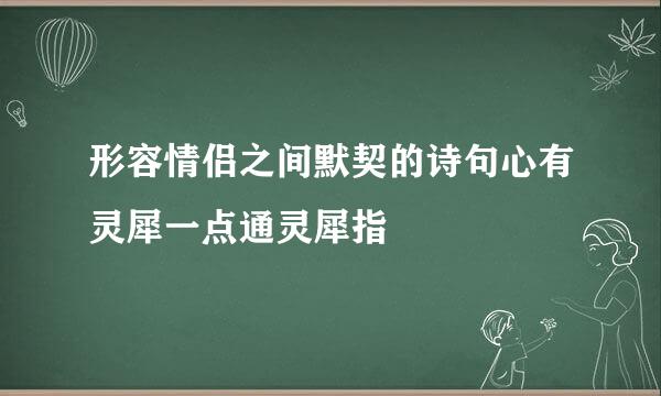 形容情侣之间默契的诗句心有灵犀一点通灵犀指