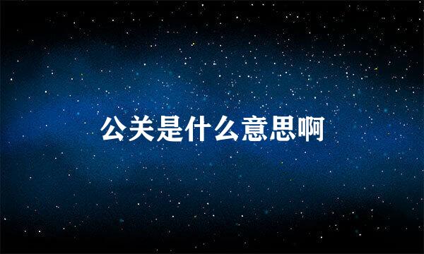 公关是什么意思啊